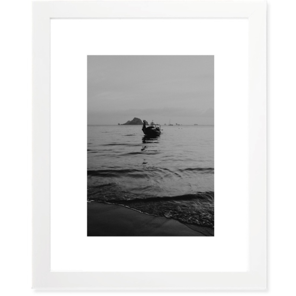 Longboat Thailand - Black White Art Print